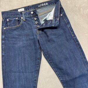 Gap 1969 Jeans Women's 27/4R Original Fit Selvedge Dark Wash Denim Button Fly